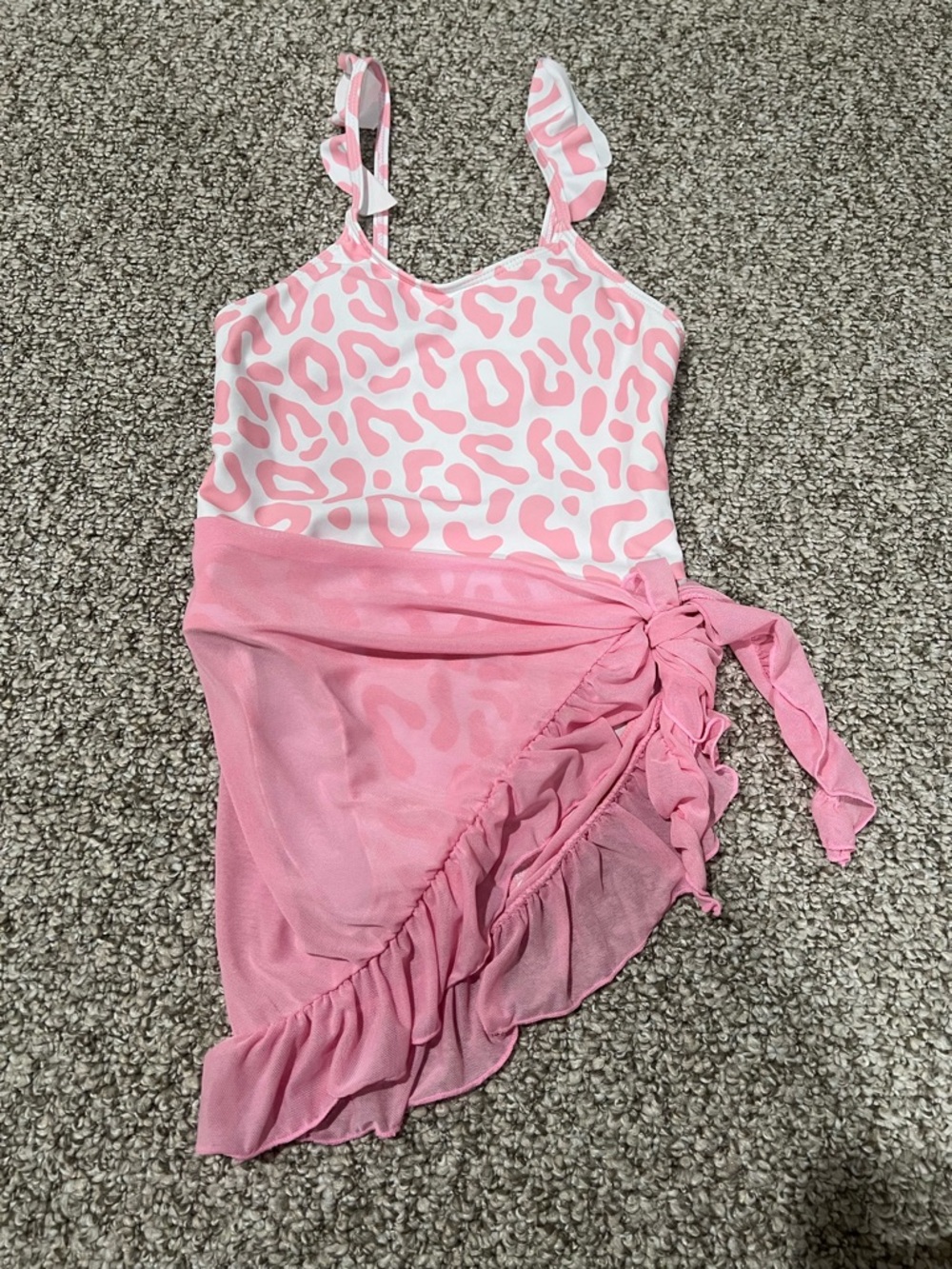 Girls Swimsuit Bundle 7-8Y One Piece Pink Leopard + Rainbow Leopard - Picture 4 of 7